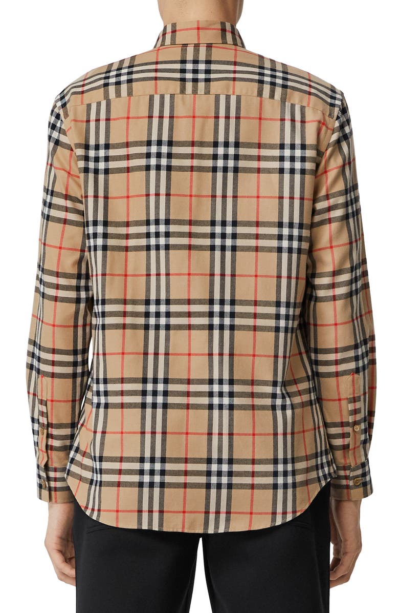 Burberry Chambers Check Button-Up Flannel Shirt, Alternate, color,