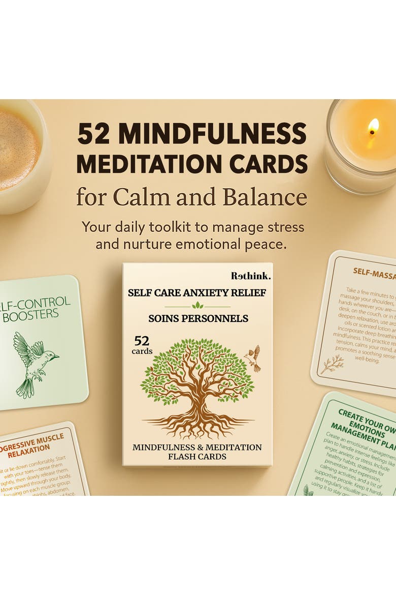 Affirmation, Mindfulness and Meditation Card Set, Alternate, color, Self Care
