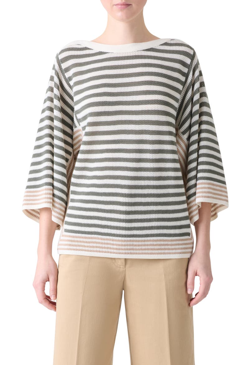 Stripe Virgin Merino Wool Sweater, Main, color, CREAM-BEIGE-KHAKI
