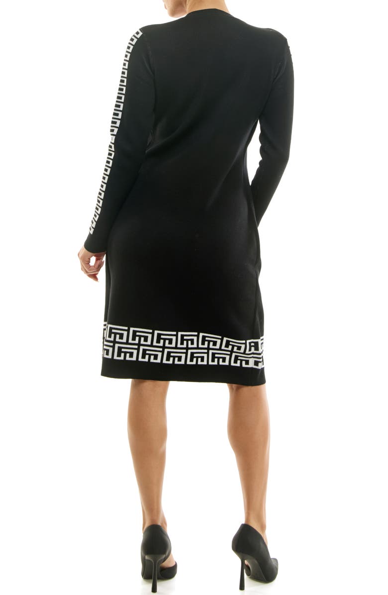 Nina Leonard Long Sleeve Twofer Dress, Alternate, color, Black/ White