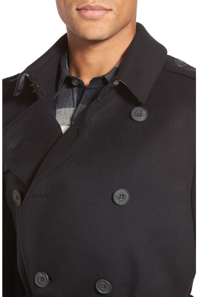 London 'Britton' Double Breasted Trench Coat, Alternate, color, BLACK
