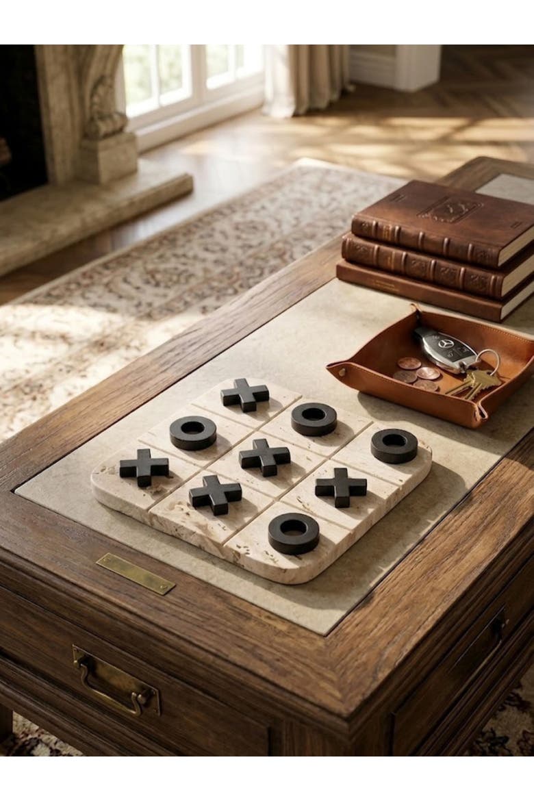 Monty Marble Tic Tac Toe Set, Alternate, color, Beige