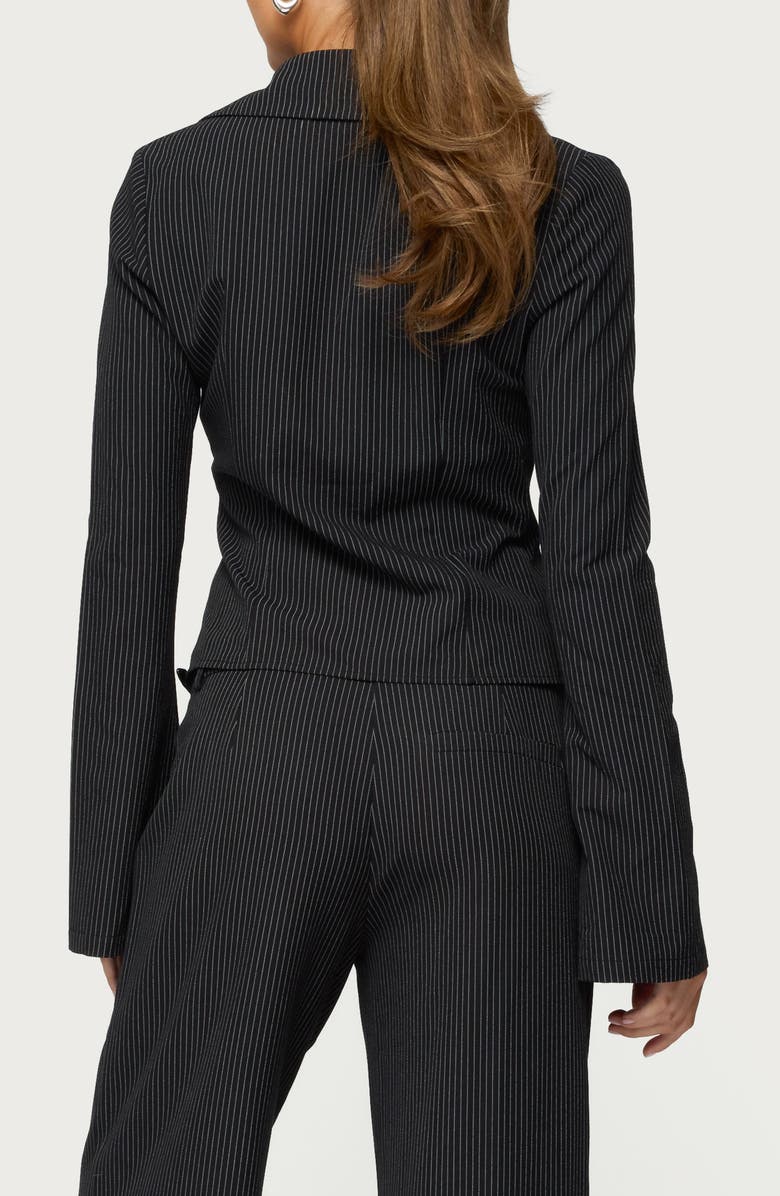 EDIKTED Pinstripe Tailored Button-Up Shirt, Alternate, color, Black