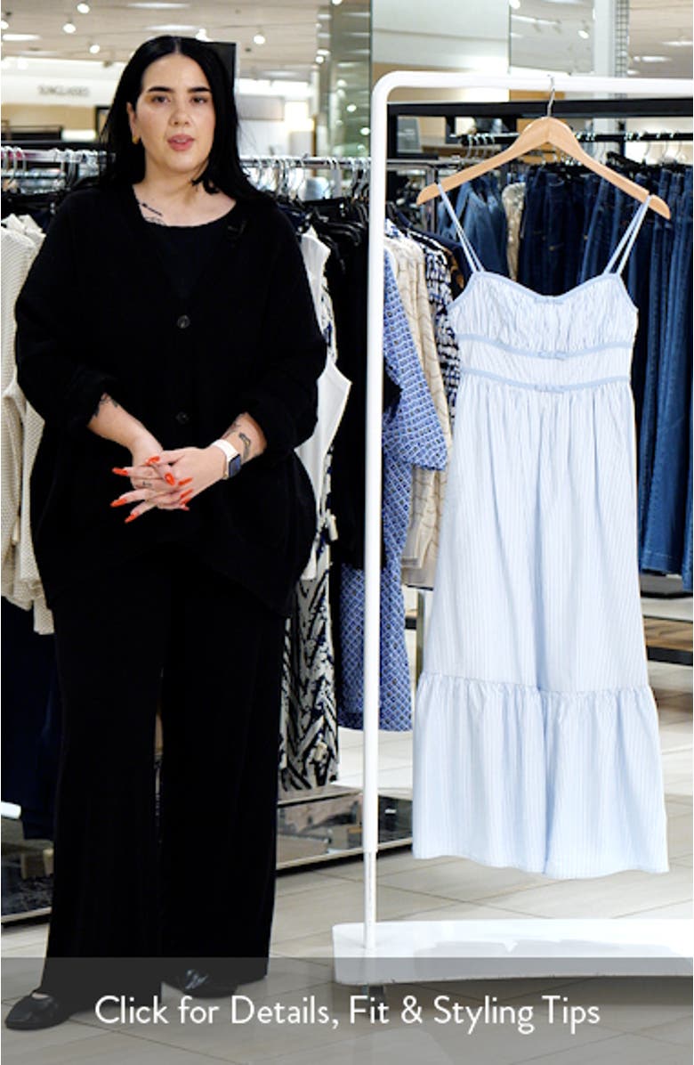 Stripe Bow Detail Ruffle Hem Midi Dress, sales video thumbnail