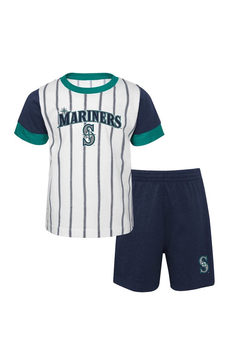 Outerstuff Toddler White/Navy Seattle Mariners Position Player T-Shirt & Shorts Set, Main, color, 