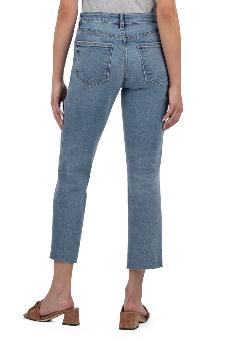 Rachael Fab Ab High Waist Raw Hem Crop Jeans, Alternate, color, OPERATED BLUE