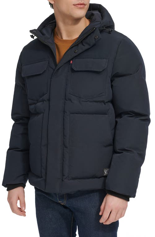 Levi's Water Resistant Hooded Quilted Puffer Jacket In Blue