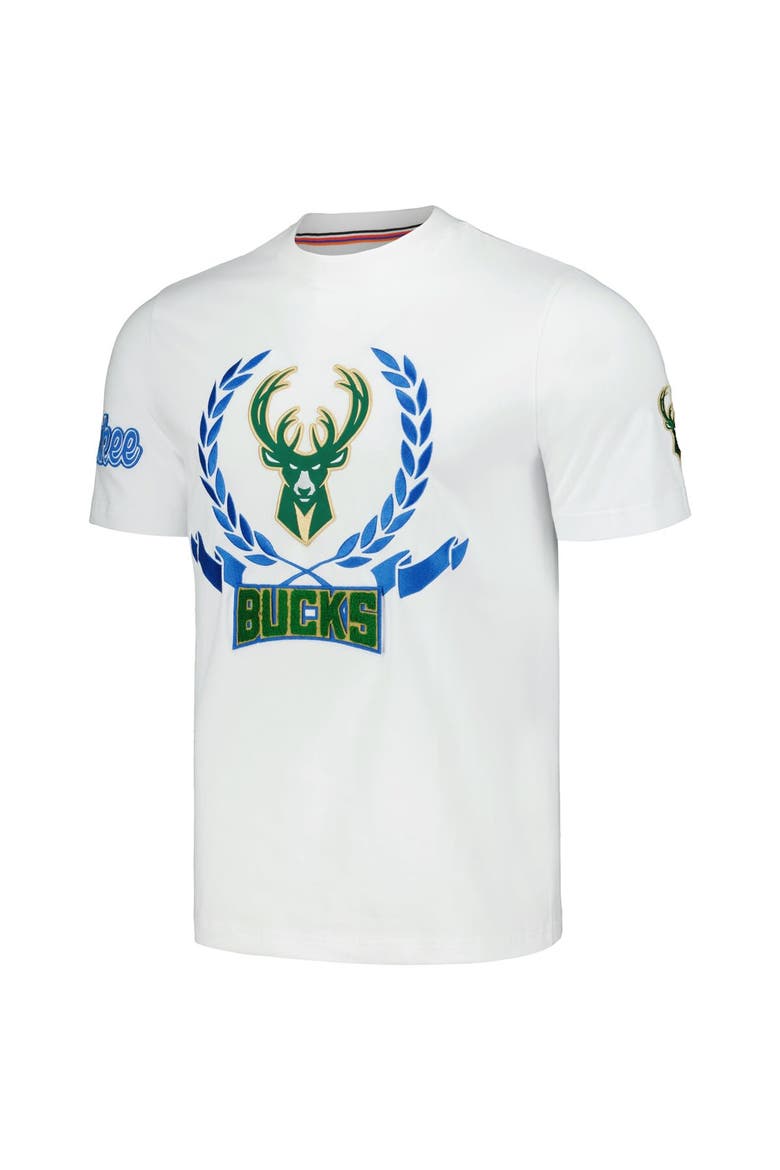 Unisex FISLL White Milwaukee Bucks Heritage Crest T-Shirt, Alternate, color, White