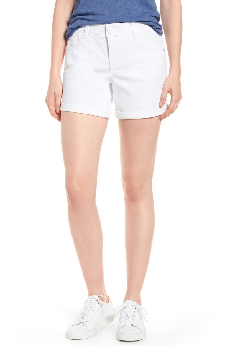 'Ab'Solution Cuff Denim Shorts, Main, color, OPTIC WHITE