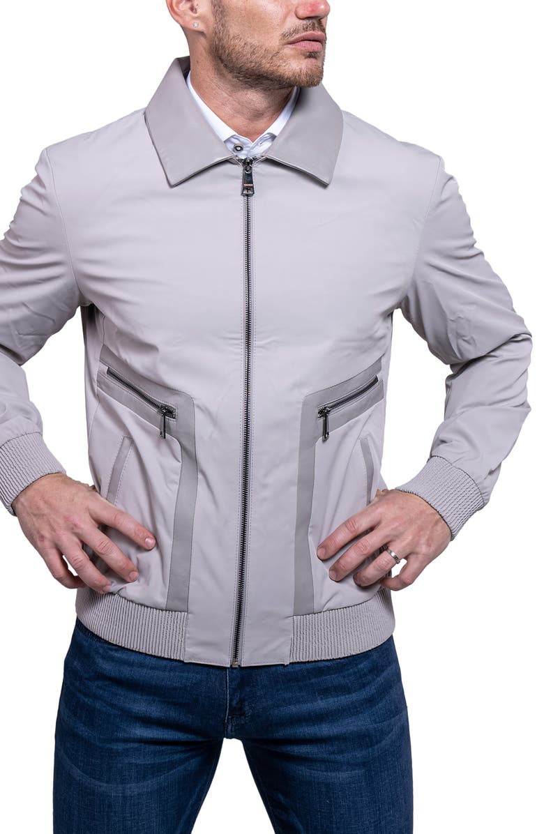 Maceoo Resistance Leather Trim Bomber Jacket, Alternate, color,