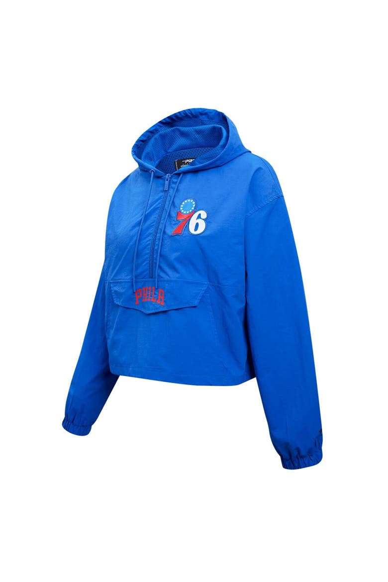 Women's Pro Standard Royal Philadelphia 76ers Classic Wind Woven Cropped Half-Zip Jacket, Alternate, color, Royal