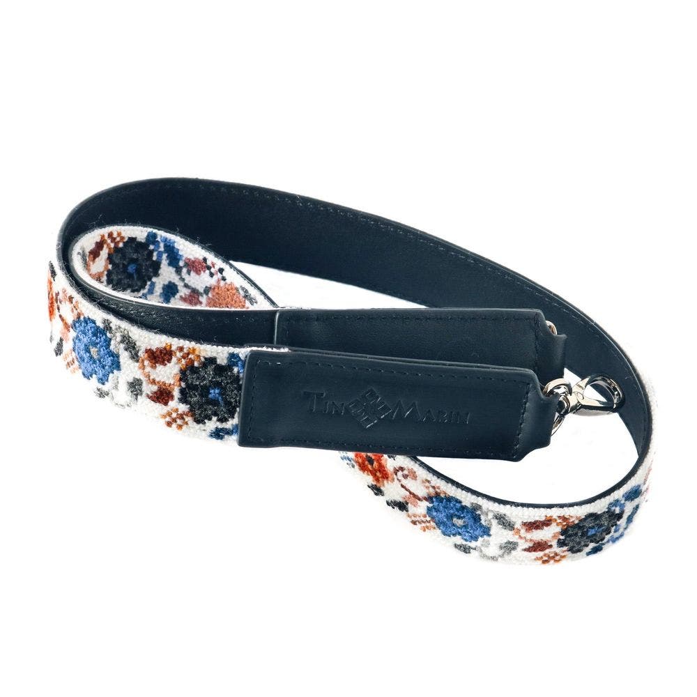 Tin Marin Mai Woven Bag Strap, Alternate, color, Flowers With Black Leather