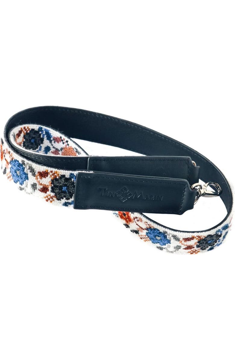 Tin Marin Mai Woven Bag Strap, Alternate, color, Flowers With Black Leather
