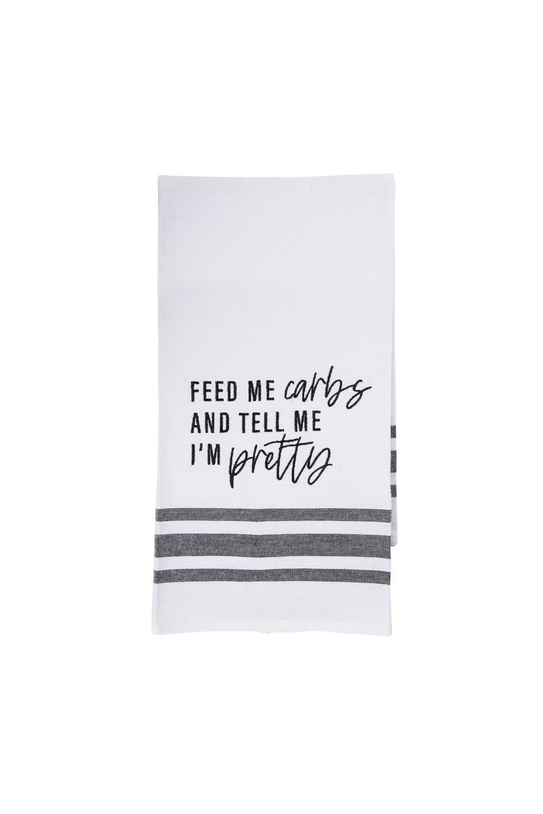 Feed Me Carbs Tea Towel Cotton White, Main, color, White