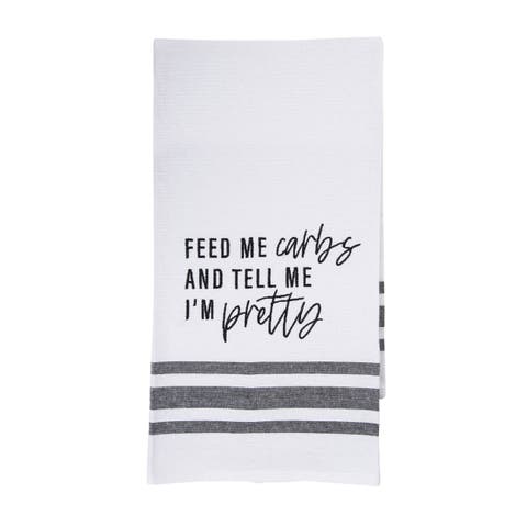 Feed Me Carbs Tea Towel Cotton White