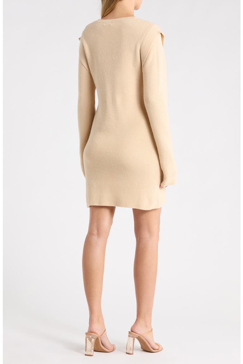 Journee Long Sleeve Sweater Dress, Alternate, color, CREAM