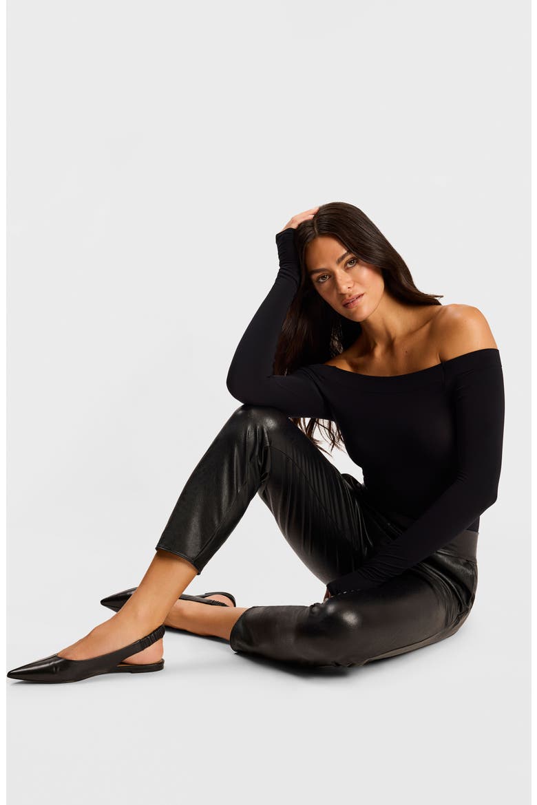 Faux Leather Cigarette Pants, Alternate, color, BLACK