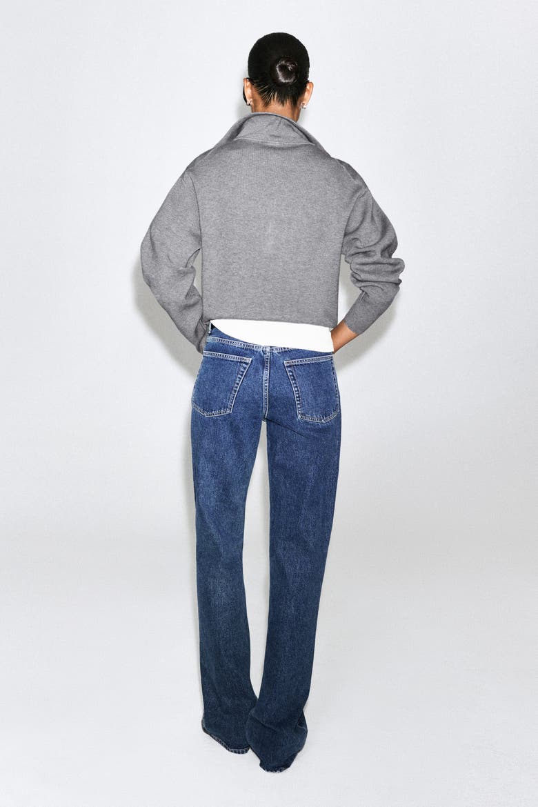 Mock-Neck Half-Zip Knitted Sweater, Alternate, color, GRAY MÉLANGE