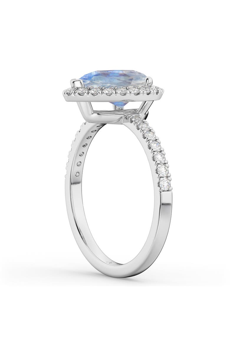 Pear Cut Halo Moonstone & Diamond Engagement Ring 14K, Alternate, color, 2.51ct/White Gold
