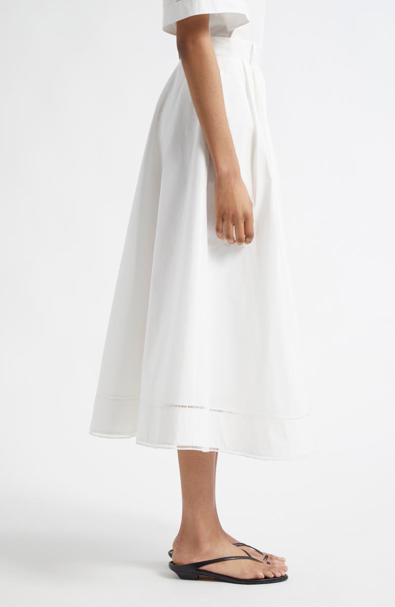 Róhe Ladder Stitch Inset Cotton Skirt, Alternate, color, Optic White