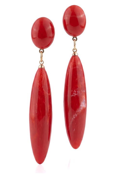 Elongated Cabochon Drop Earrings