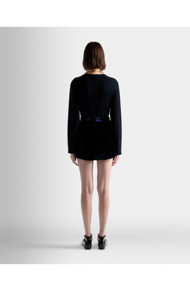 Bally Mini Skirt In Marine Velvet, Alternate, color, 