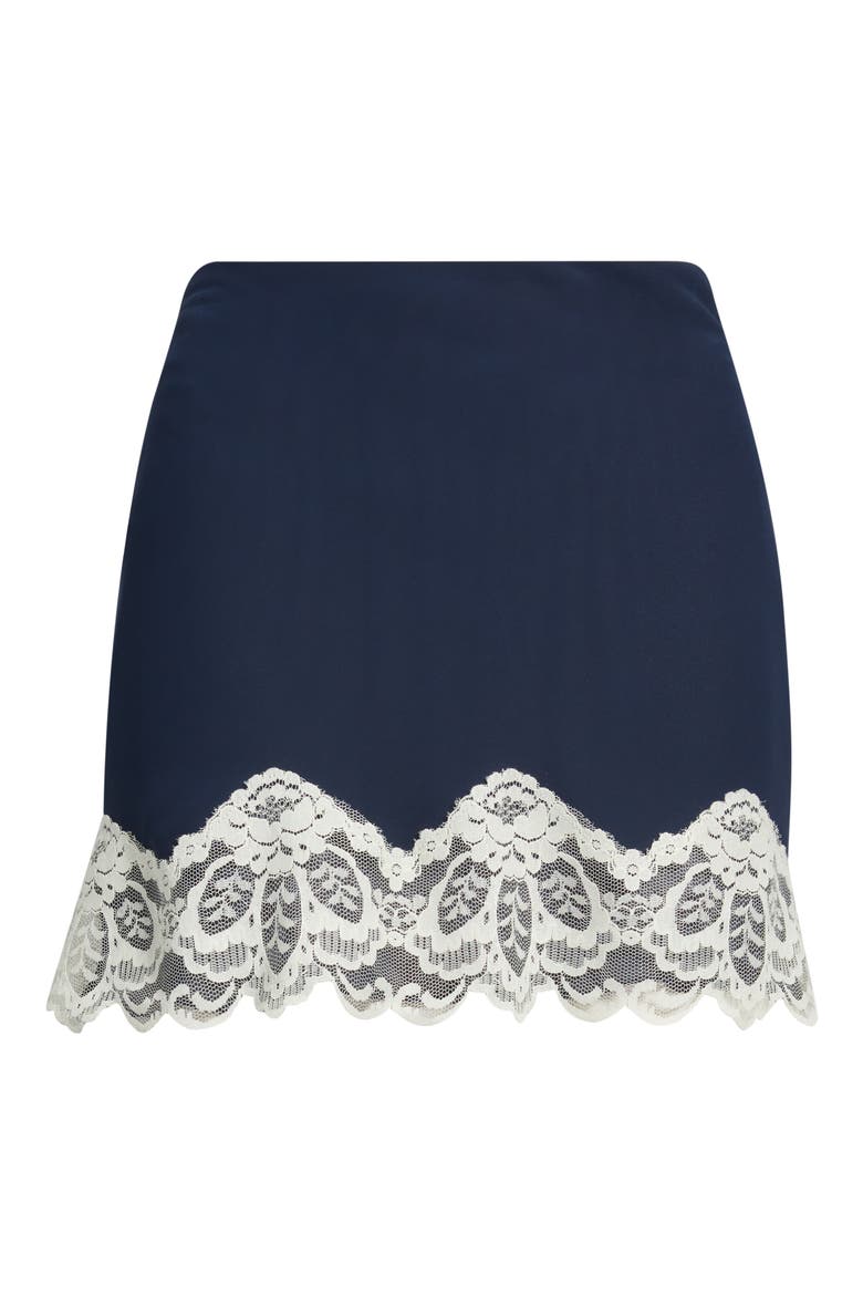 Sienna Lace Trim Slip Miniskirt, Alternate, color, NAVY