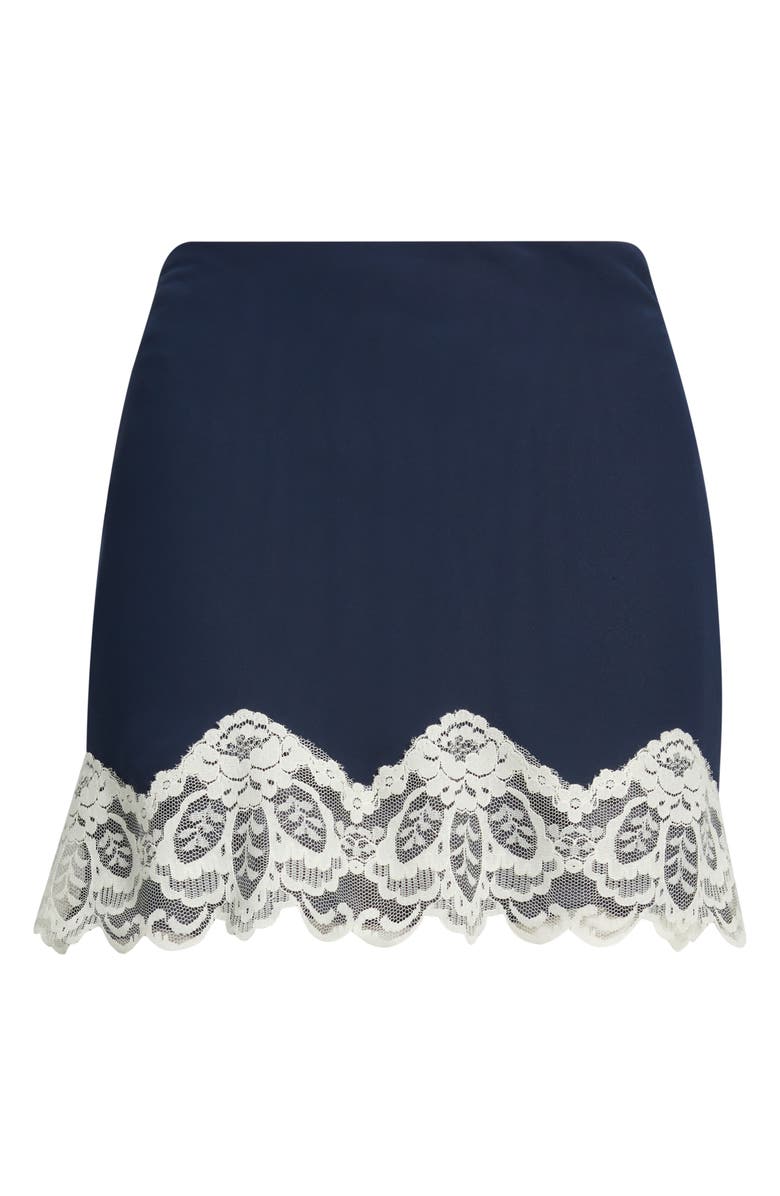 Bella Venice Sienna Lace Trim Slip Miniskirt, Alternate, color, Navy