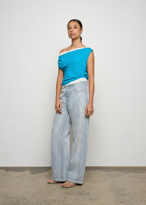 One Of Others Bardot Top In Azure/vanilla