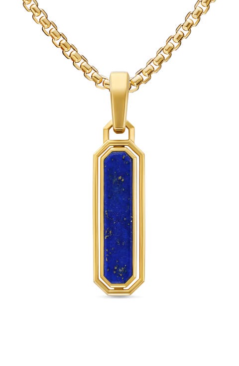 Streamline® Inlay Amulet in 18K Yellow Gold with Black Onyx & Lapis, 30.7mm