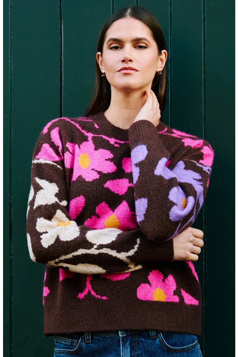 Floral Intarsia Relaxed Fit Jumper, Alternate, color, Multi