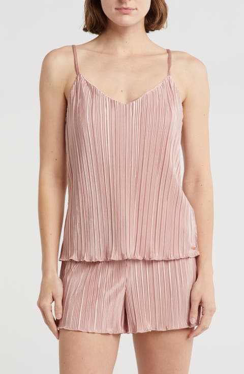 Plissé Satin Camisole & Shorts Pajamas