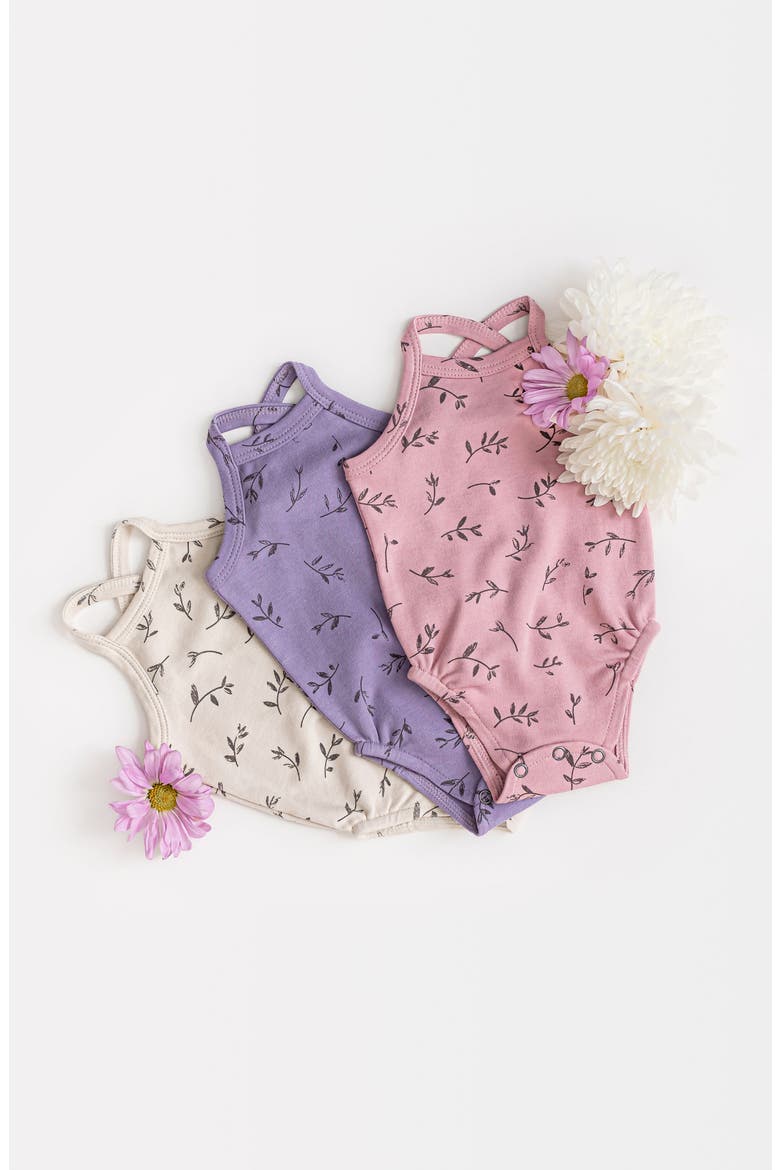Organic Cotton Crisscross Bodysuit & Ruffle Bloomers Set, Alternate, color, STONE FLOWER