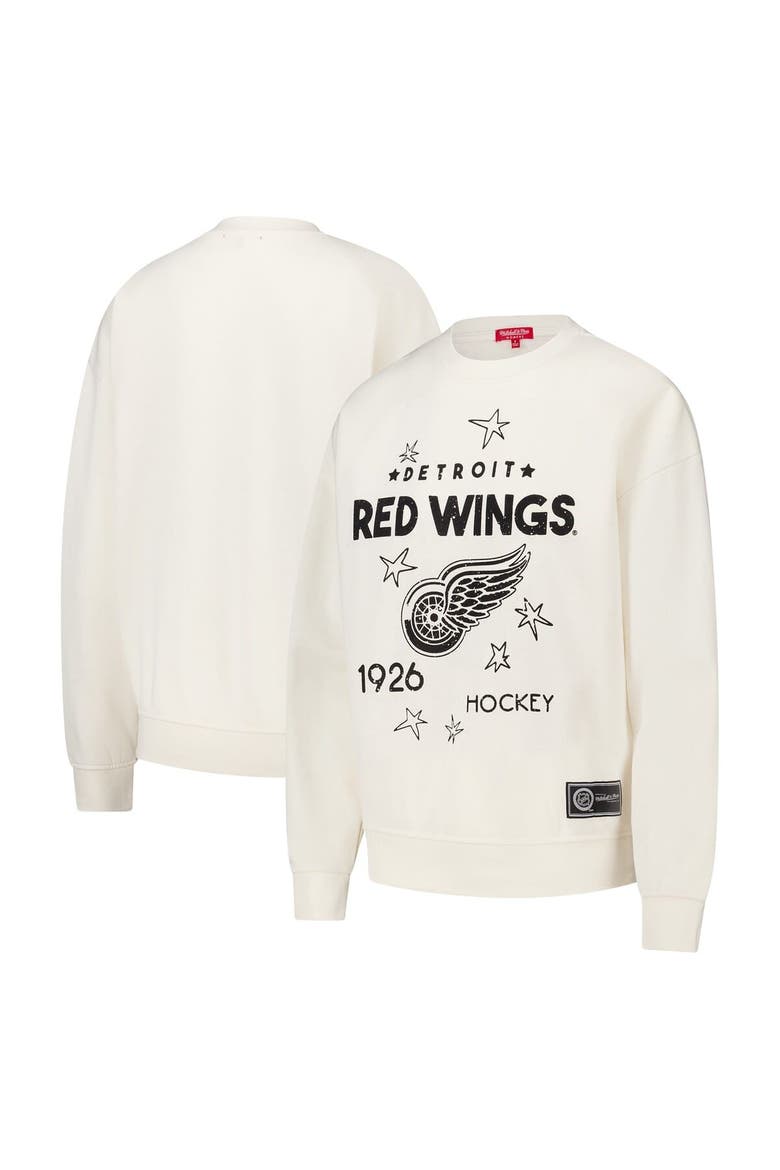 Women's Mitchell & Ness  Cream Detroit Red Wings Logo 3.0 Pullover Sweatshirt, Main, color, Cream