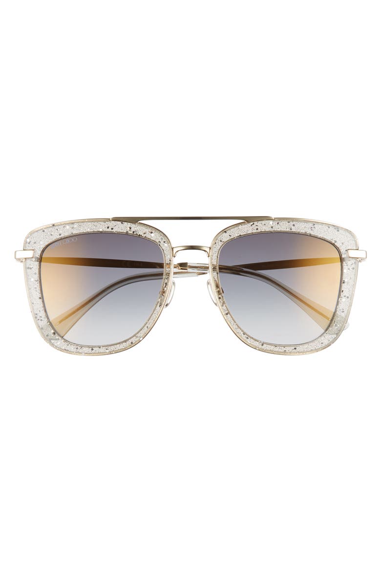 Glossy 53mm Square Sunglasses, Alternate, color, GREY/ GOLD