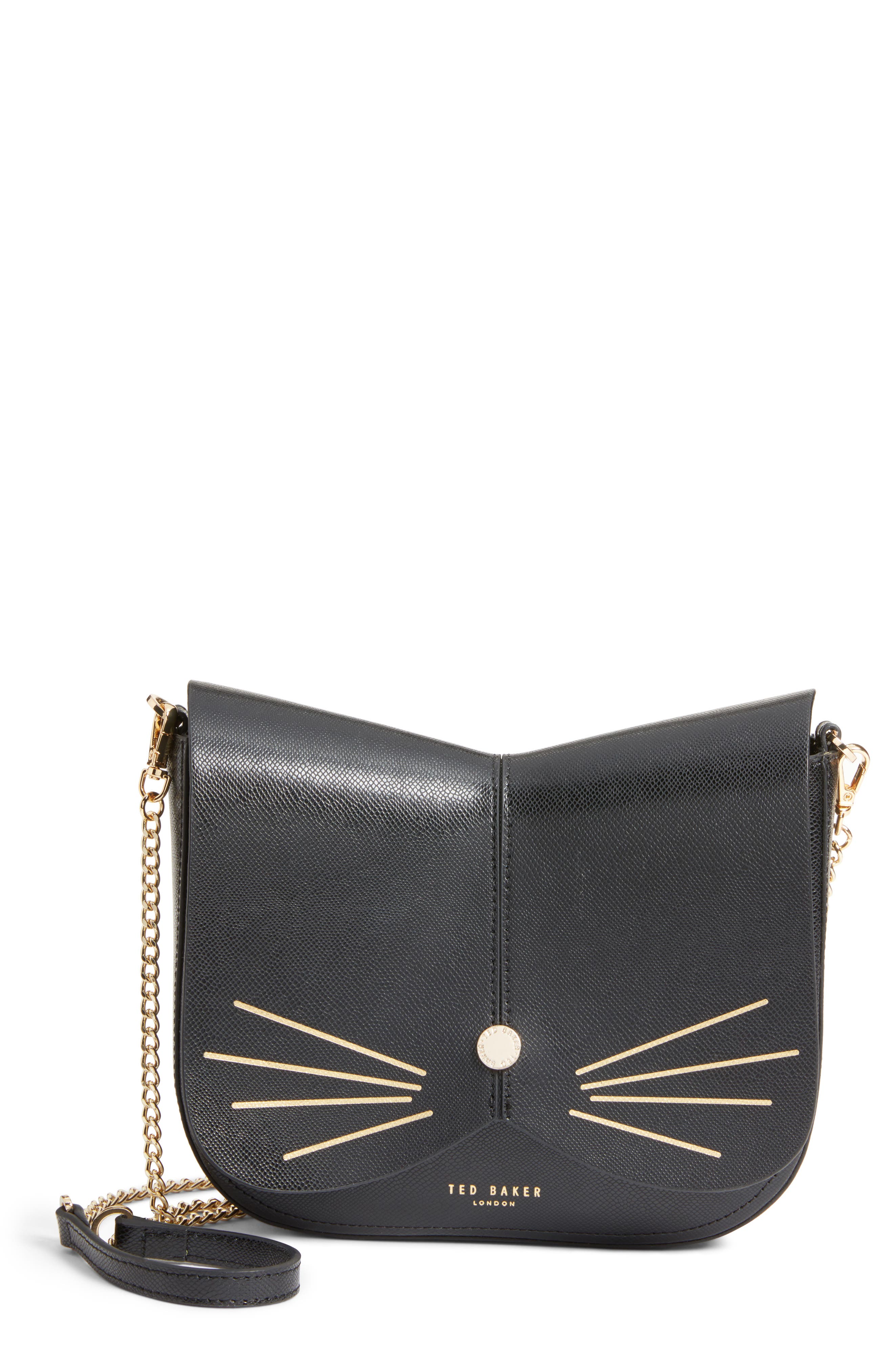 Ted Baker London Kittii Cat Leather Crossbody Bag, Main, color, 