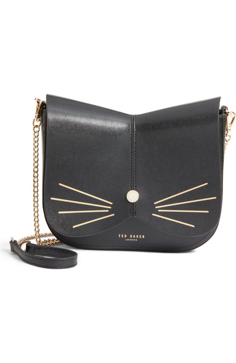 Ted Baker London Kittii Cat Leather Crossbody Bag, Main, color,