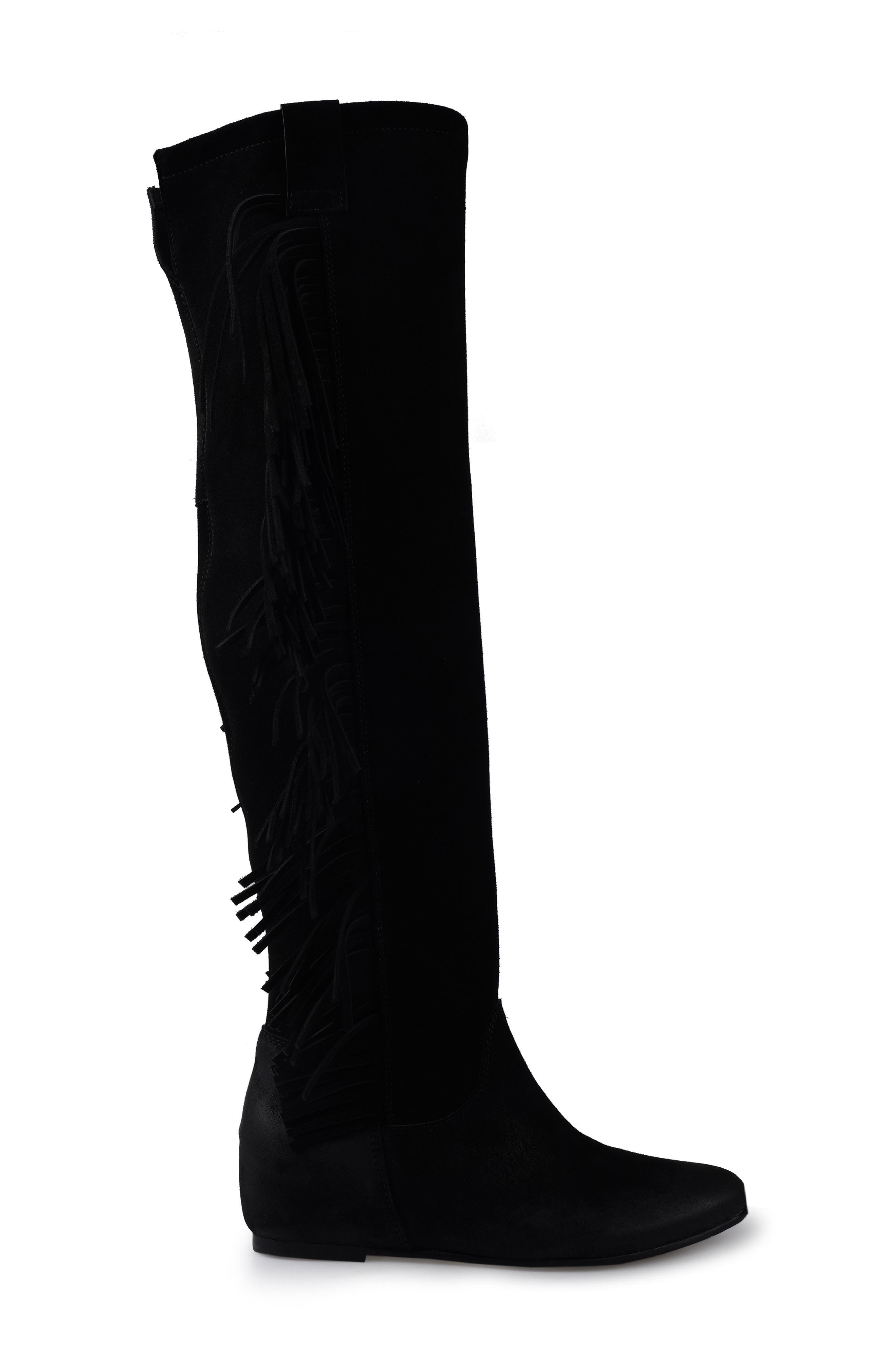 ZIGI Brooklynne Knee High Wedge Boot, Alternate, color, Black Suede