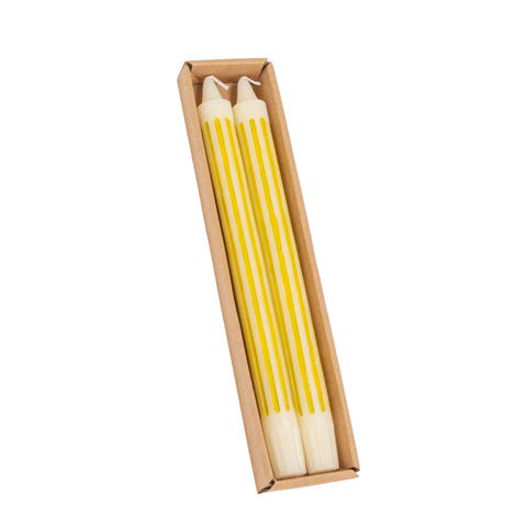 2-Piece Unscented Vertical-Striped Taper Candles