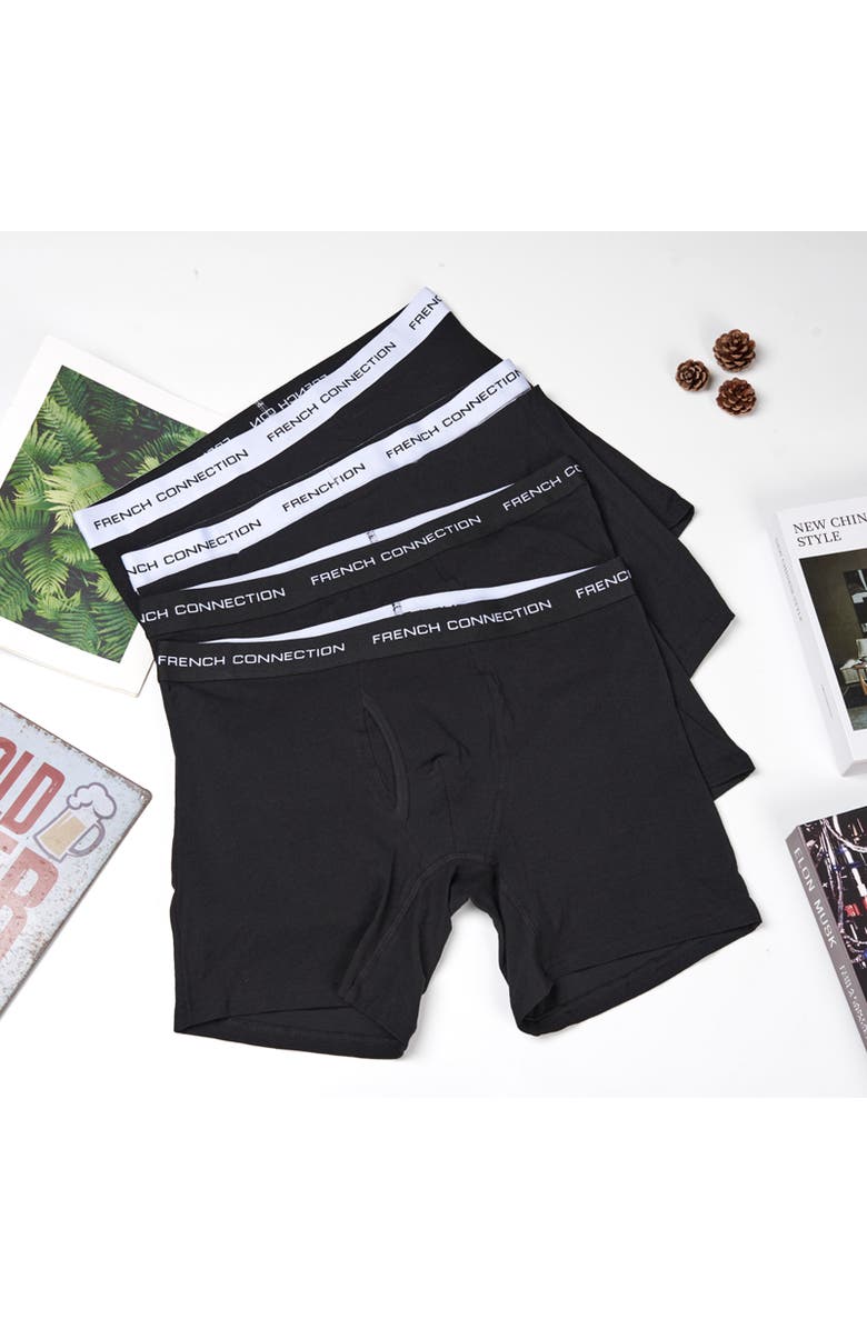 French Connection 4-Pack Cotton Boxer Brief, Main, color, Black White