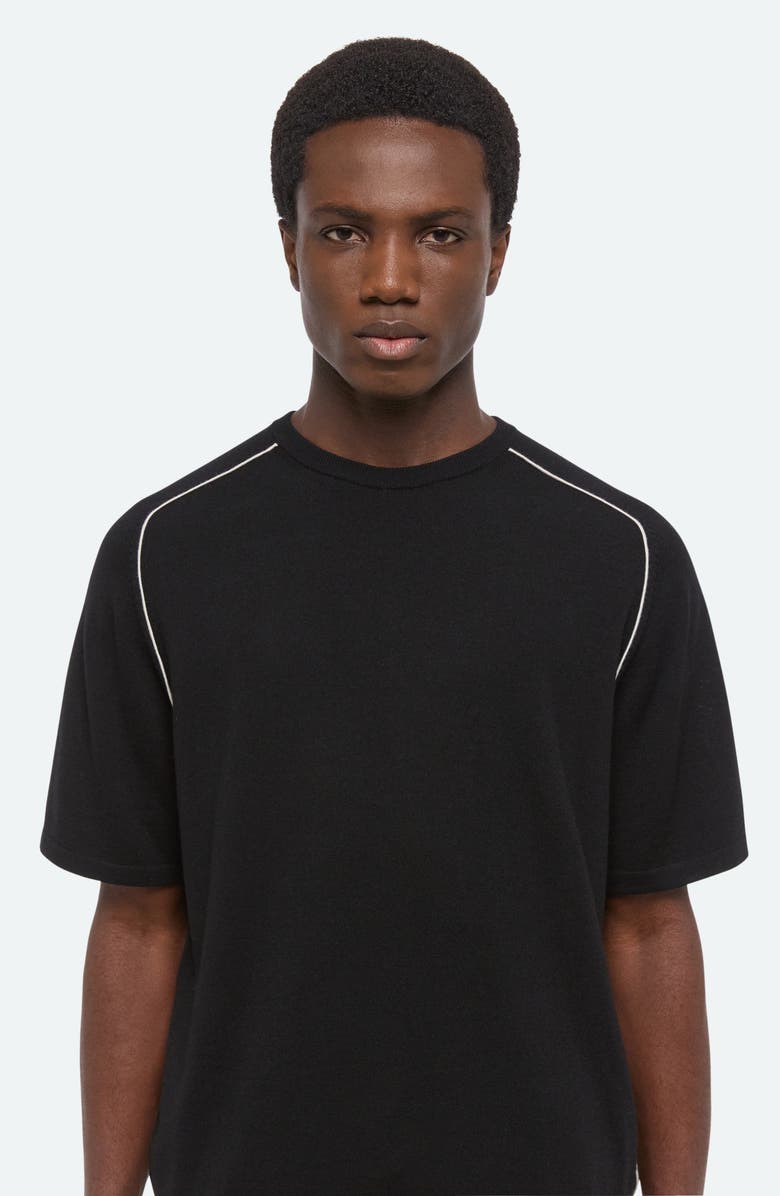Helmut Lang Contrast Piping Wool T-Shirt, Alternate, color, Black/ Ivory - A3j