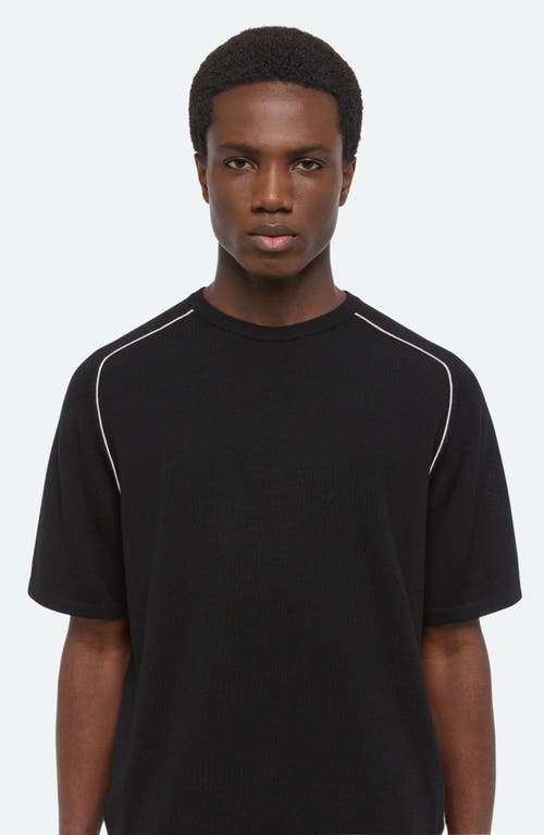Helmut Lang Contrast Piping Wool T-shirt In Black