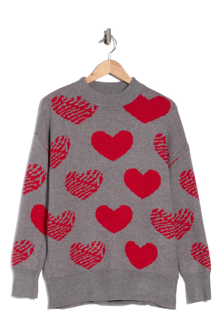 Heart Intarsia Sweater, Alternate, color, GREY