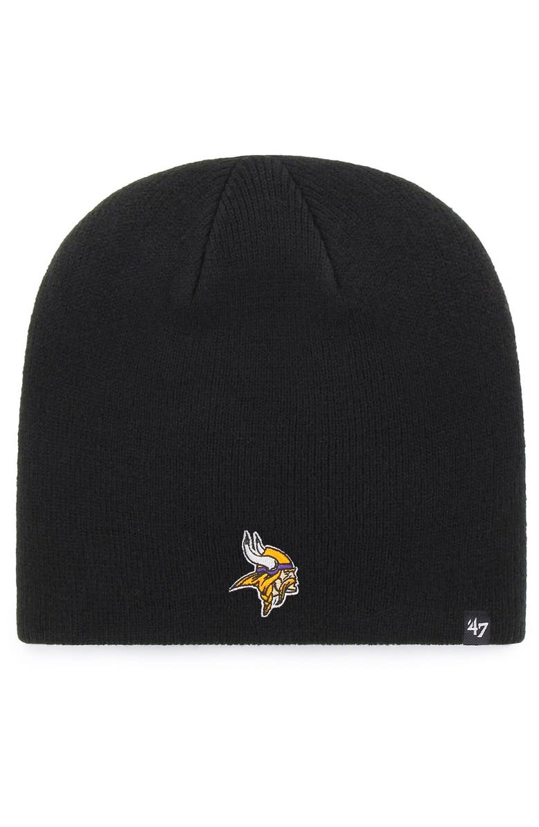 '47 Men's '47 Black Minnesota Vikings Primary Logo Knit Beanie, Main, color, 