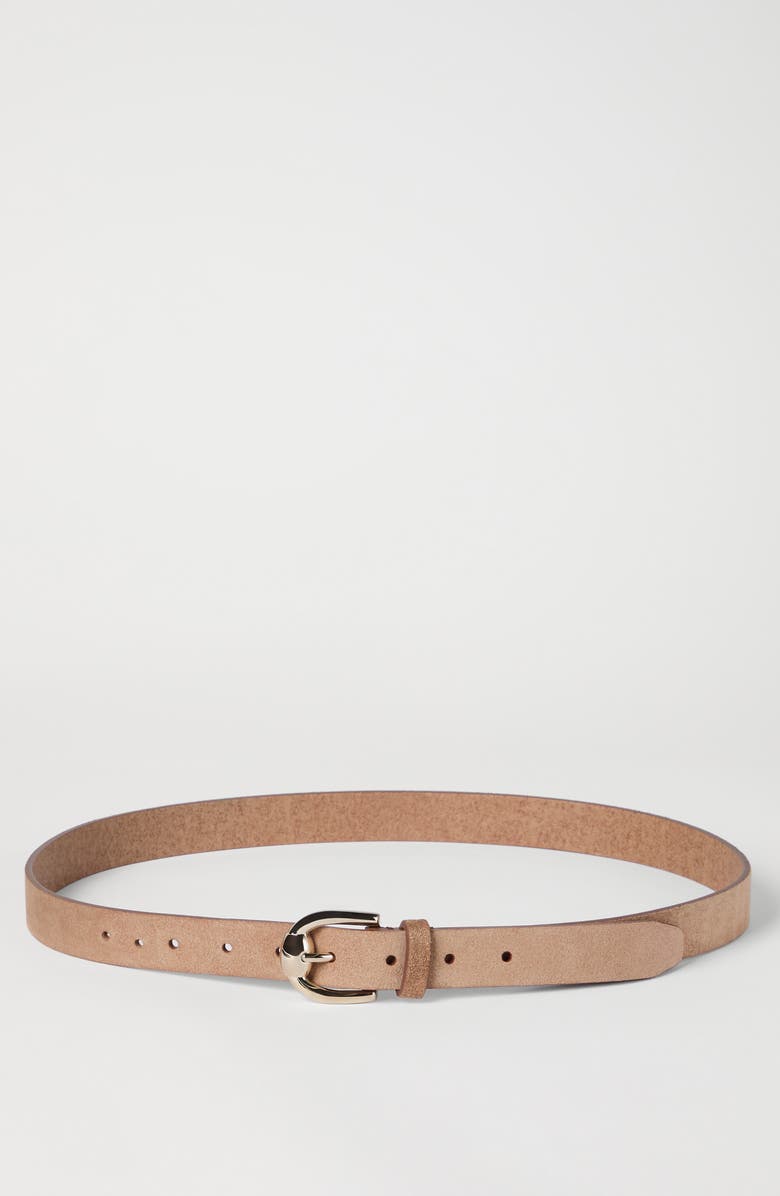 Brunello Cucinelli Reversed leather belt, Alternate, color, Tobacco