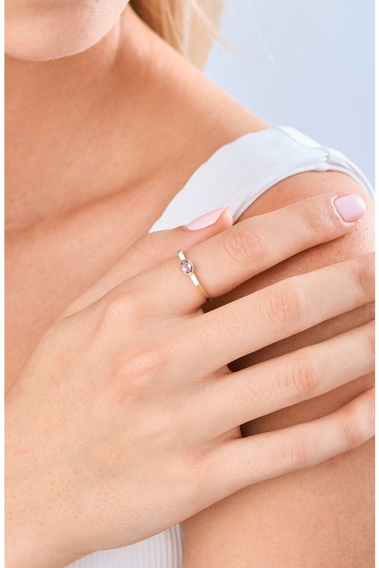 14K Gold Pink Topaz Stackable Ring (Online Trunk Show), Alternate, color, 14K YELLOW GOLD/ PINK TOPAZ