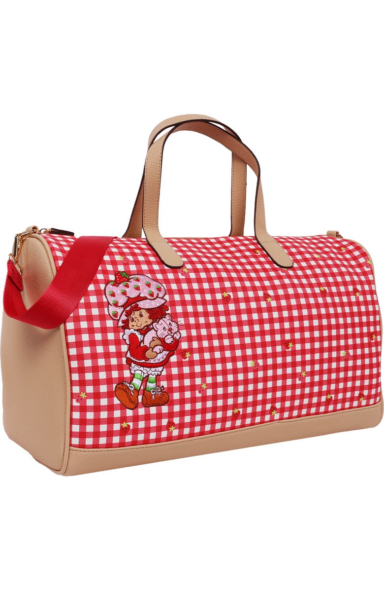 Strawberry Shortcake Gingham Weekender Duffel Bag, Alternate, color, Red