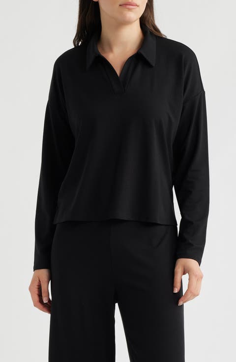 Boxy Henley Jersey Top
