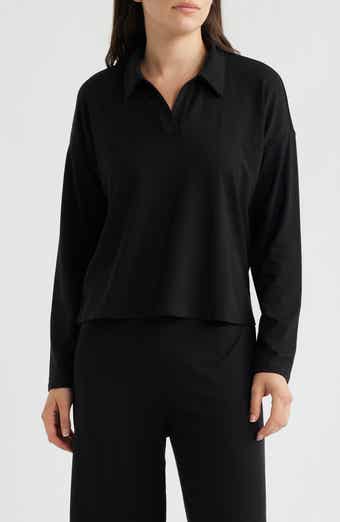 Boxy Henley Jersey Top