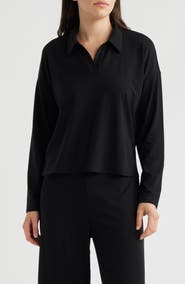 Eileen Fisher Boxy Henley Jersey Top
